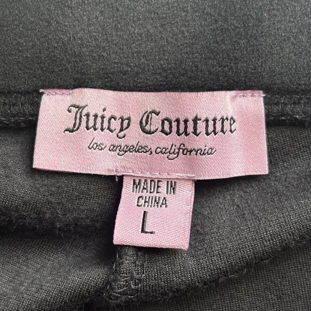 Juicy Couture Women's Velour Drawstring Track Pants Size L Black Y2K Lounge Soft - Picture 6 of 12